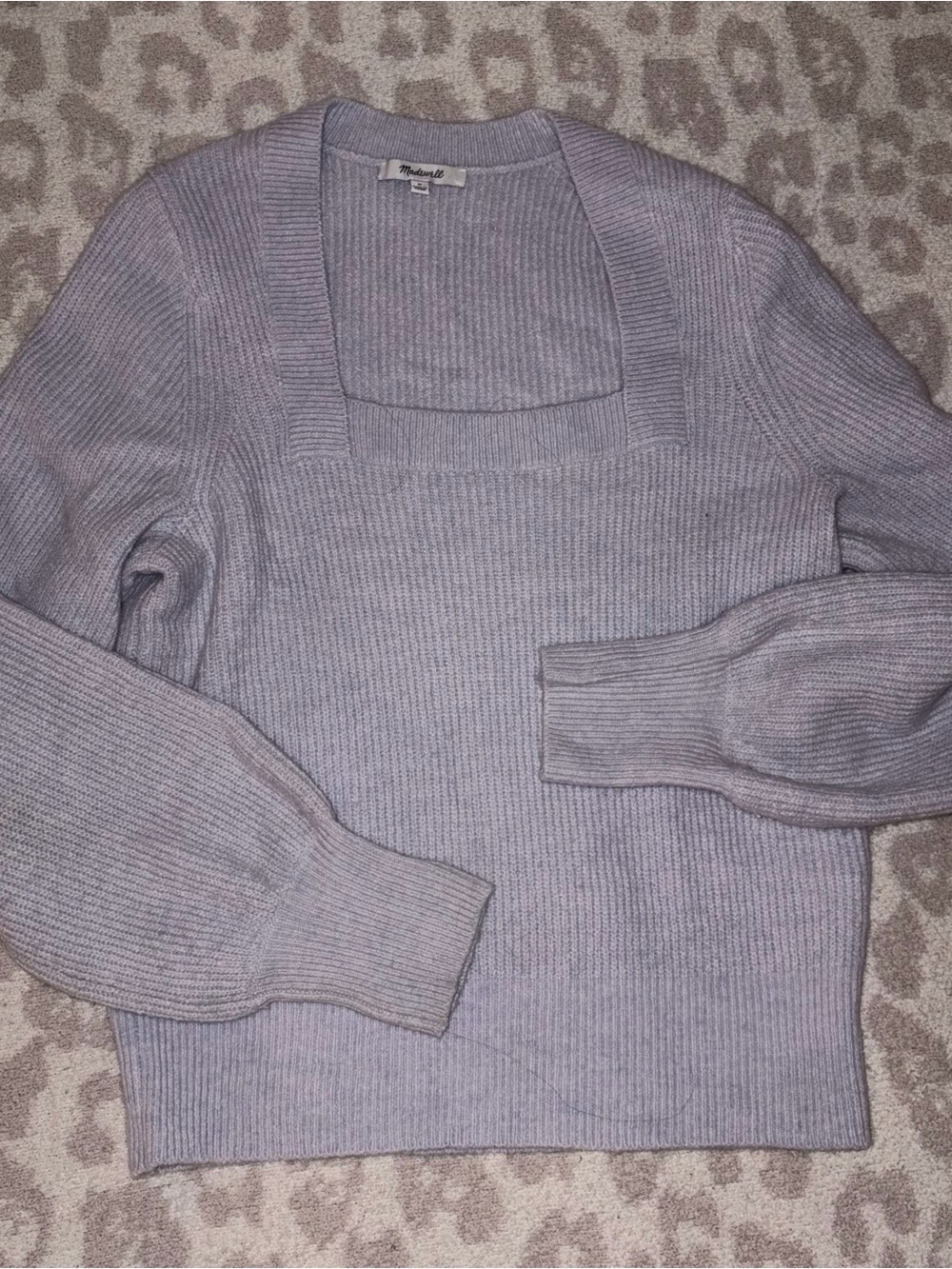 Madewell Melwood Square Neck Sweater Heather Hyacinth M - Picture 4 of 5